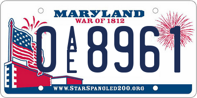 MD license plate 0AE8961