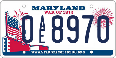 MD license plate 0AE8970