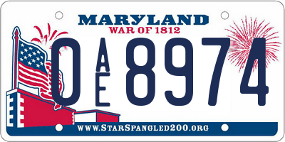 MD license plate 0AE8974