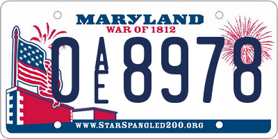 MD license plate 0AE8978