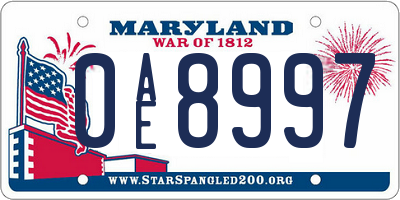 MD license plate 0AE8997