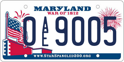 MD license plate 0AE9005
