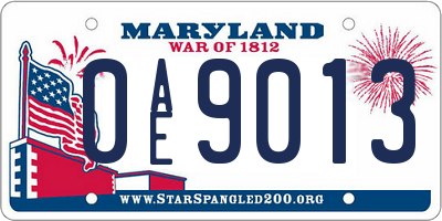 MD license plate 0AE9013