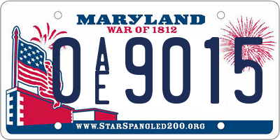 MD license plate 0AE9015