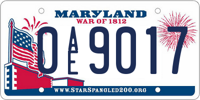 MD license plate 0AE9017