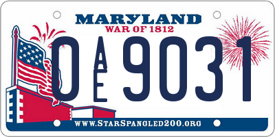 MD license plate 0AE9031