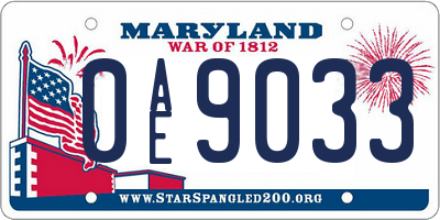 MD license plate 0AE9033