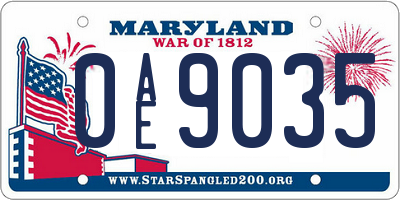 MD license plate 0AE9035