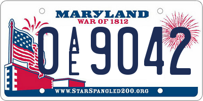 MD license plate 0AE9042