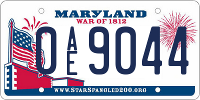 MD license plate 0AE9044