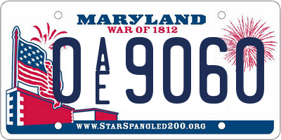 MD license plate 0AE9060