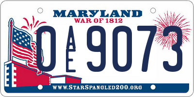 MD license plate 0AE9073