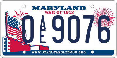 MD license plate 0AE9076