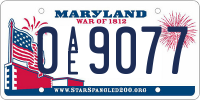 MD license plate 0AE9077
