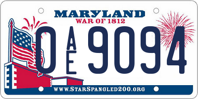 MD license plate 0AE9094