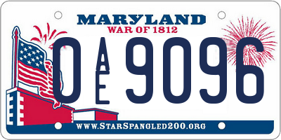 MD license plate 0AE9096