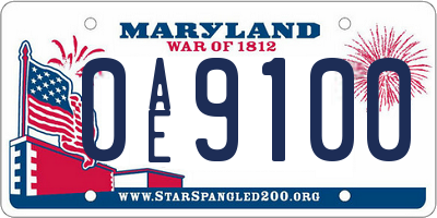 MD license plate 0AE9100