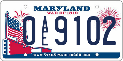 MD license plate 0AE9102
