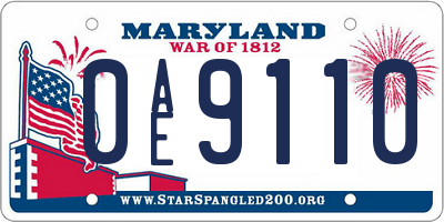 MD license plate 0AE9110