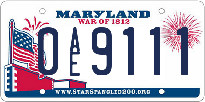MD license plate 0AE9111
