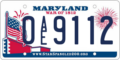 MD license plate 0AE9112