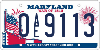 MD license plate 0AE9113