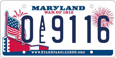 MD license plate 0AE9116