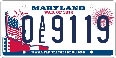 MD license plate 0AE9119
