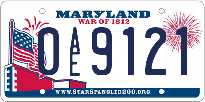 MD license plate 0AE9121