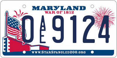 MD license plate 0AE9124