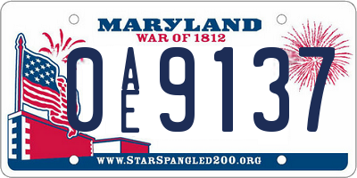 MD license plate 0AE9137