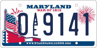MD license plate 0AE9141