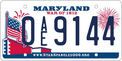 MD license plate 0AE9144