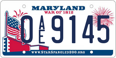 MD license plate 0AE9145