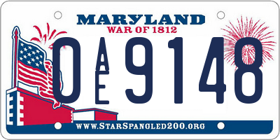 MD license plate 0AE9148