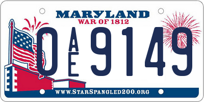 MD license plate 0AE9149