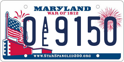 MD license plate 0AE9150