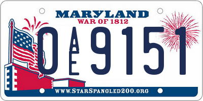 MD license plate 0AE9151