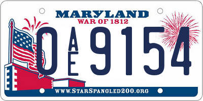 MD license plate 0AE9154