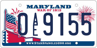 MD license plate 0AE9155