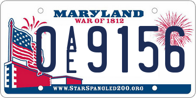 MD license plate 0AE9156