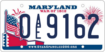 MD license plate 0AE9162