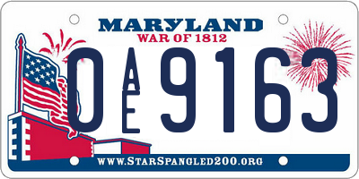 MD license plate 0AE9163