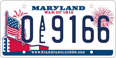 MD license plate 0AE9166