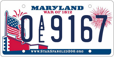 MD license plate 0AE9167