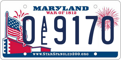 MD license plate 0AE9170
