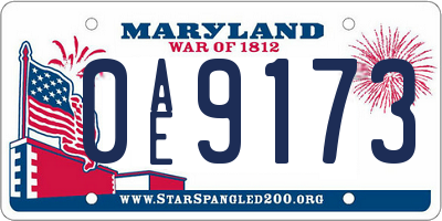 MD license plate 0AE9173