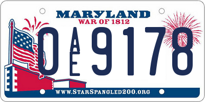 MD license plate 0AE9178