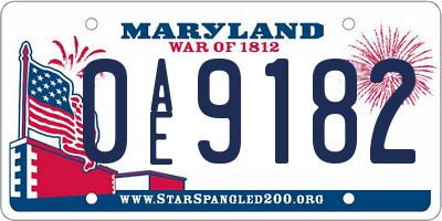 MD license plate 0AE9182