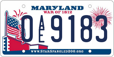 MD license plate 0AE9183